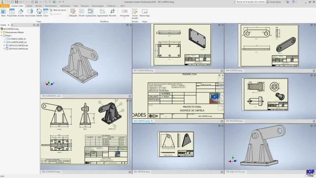 Curso bonificado de Autodesk inventor dibujos.webp