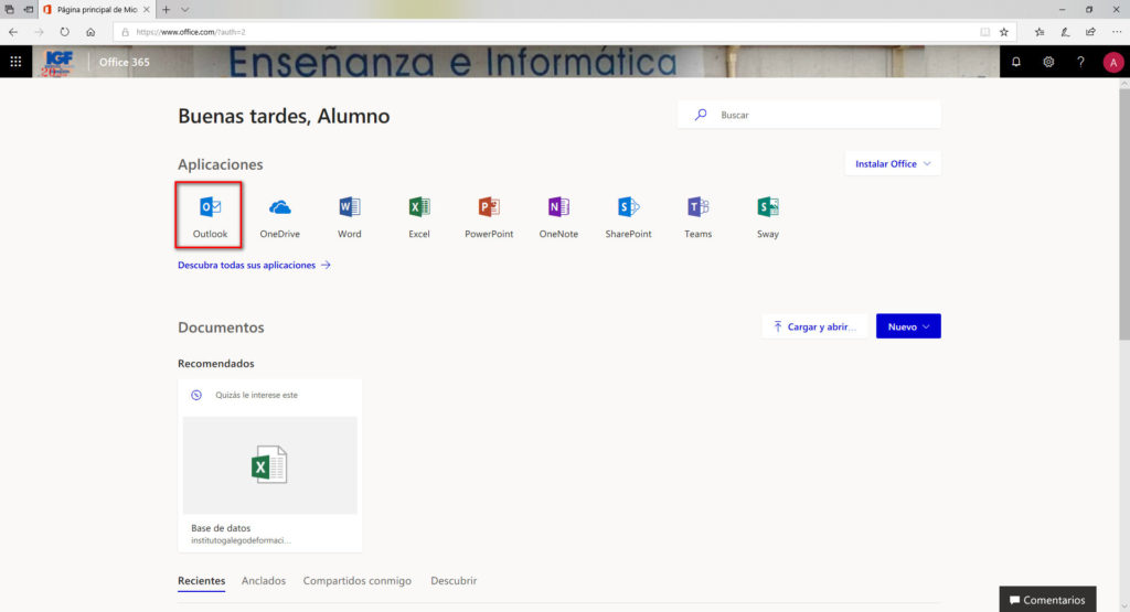Página de inicio de Office 365 - Instituto Galego de Formación