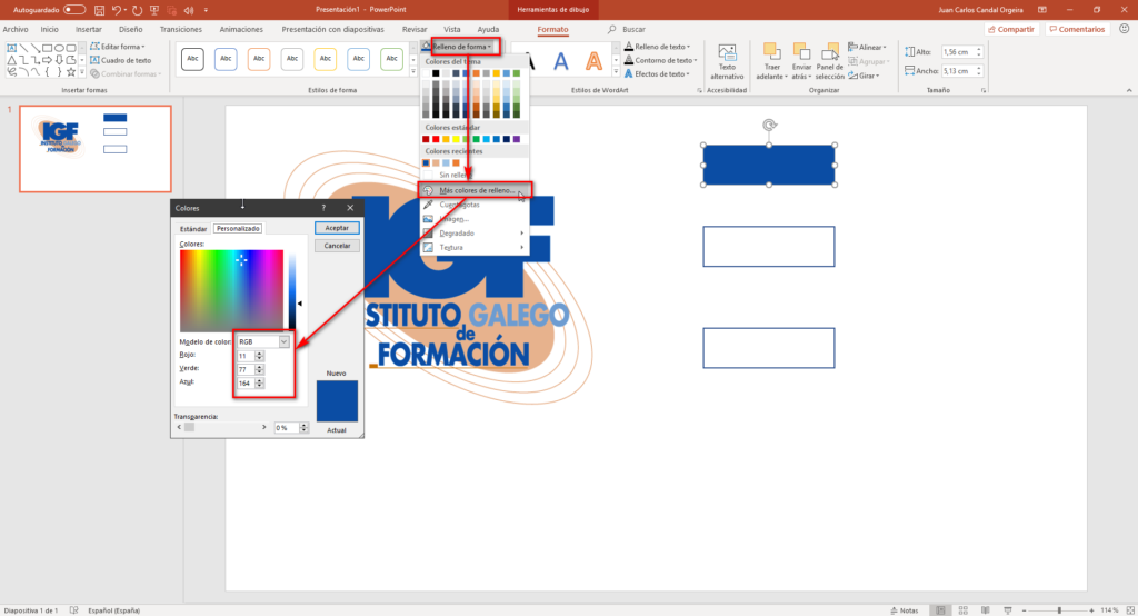Crear una paleta de colores en PowerPoint IGF Instituto Galego de