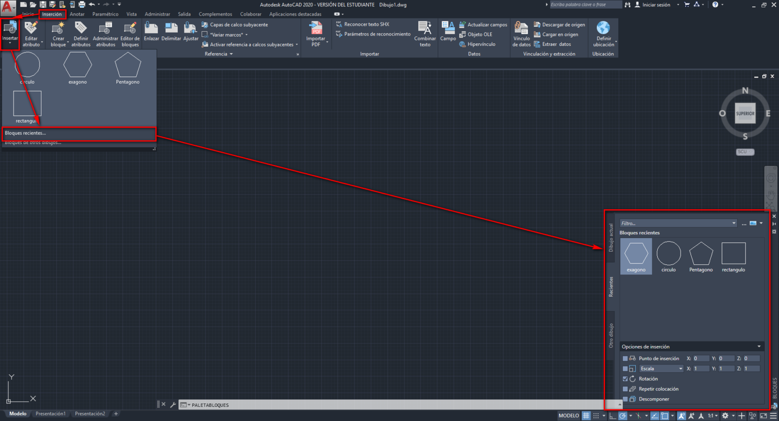 Paleta de bloques en AutoCAD