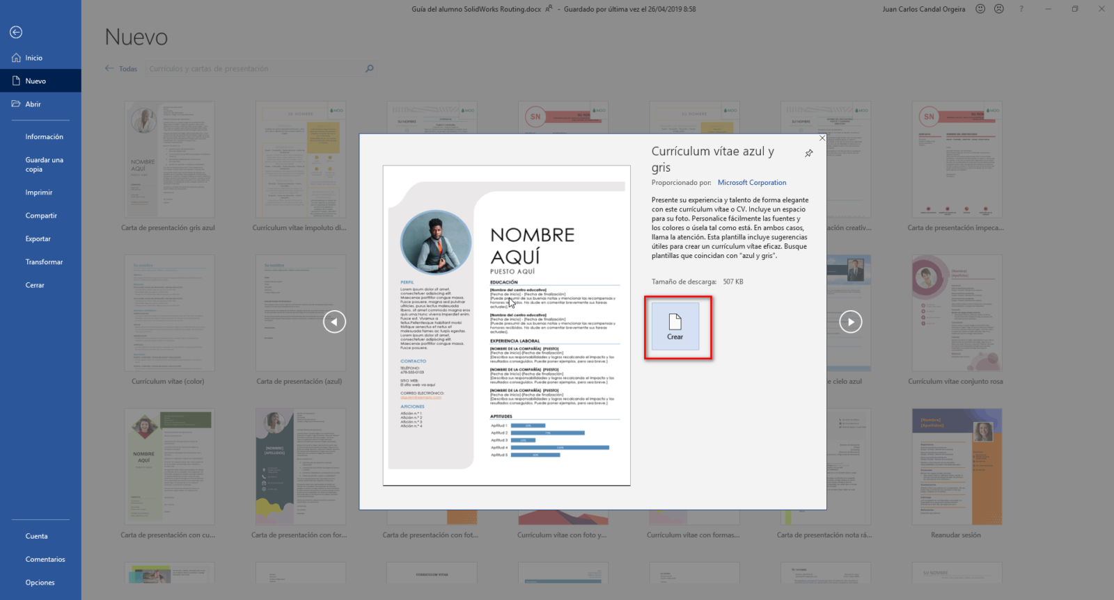 Crear un currículo en Word - Instituto Galego de Formación