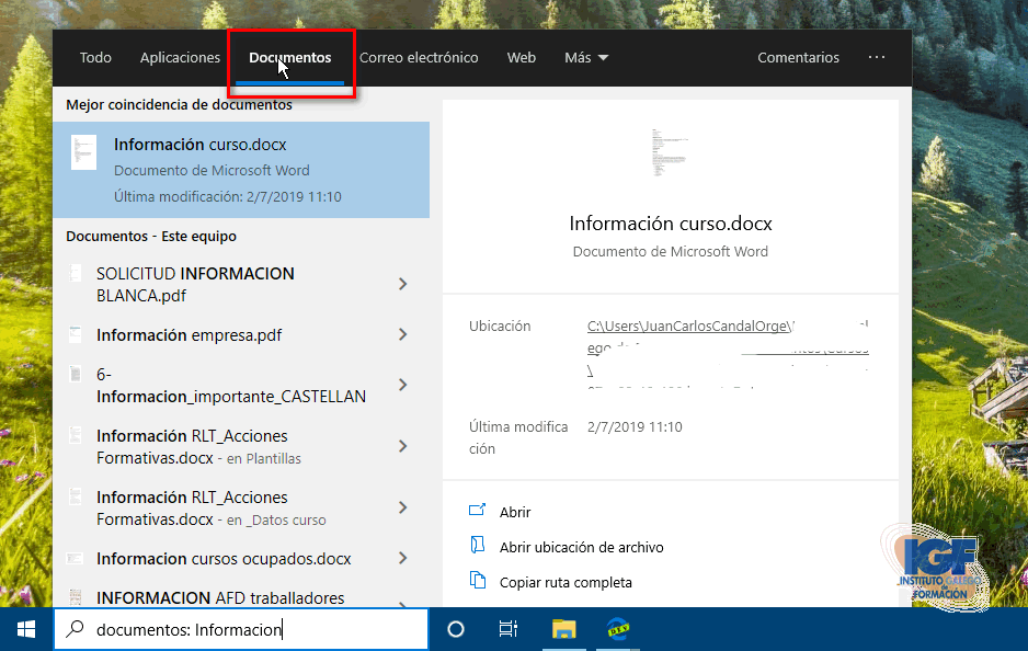 Buscar documentos en Windows 10 con Cortana - igf.es