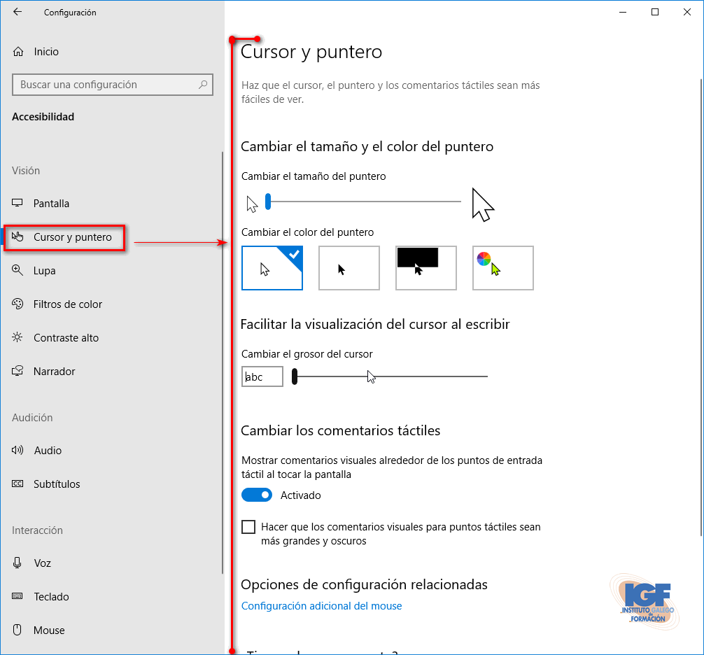 Personalización del puntero en Windows 10 versión 1903 - igf.es