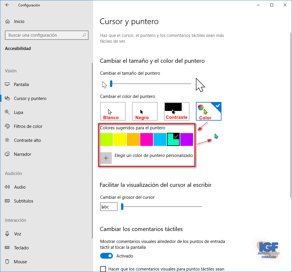 Personalización del puntero en Windows 10 versión 1903 - igf.es