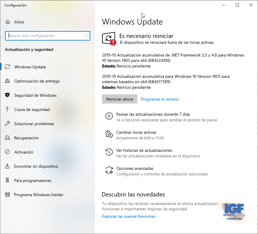 Aviso de nuevas actualizaciones en Windows