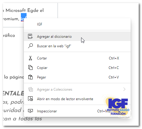 Agregar palabras del diccionario - igf.es