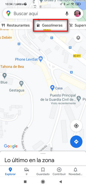 Filtrar gasolineras en google Maps