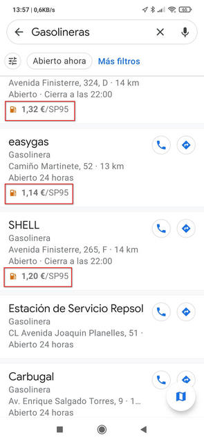 Lista de gasolineras con precios - igf.es