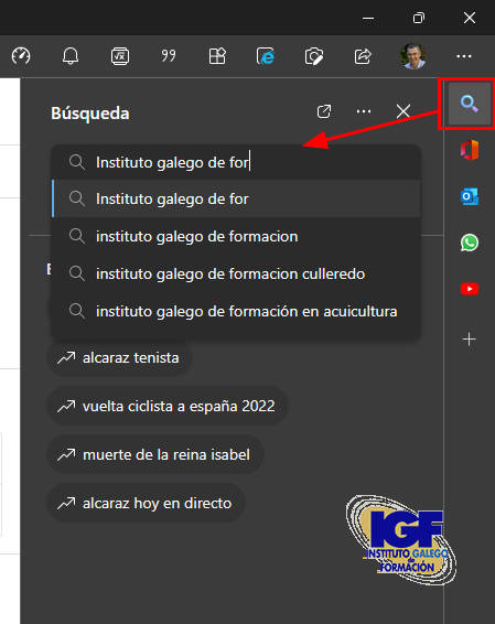Buscar barra lateral Microsoft Edge - igf.es